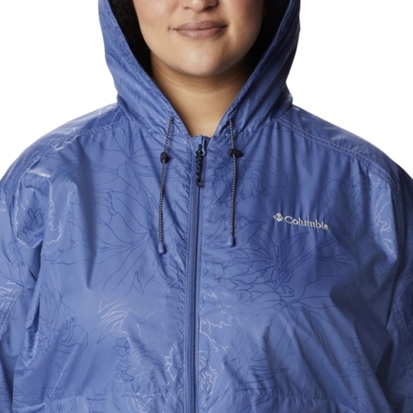 Columbia Lightweight Blue Hooded Auroras Wake Raincoat/Jacket Womens SZ 1X - Picture 5 of 16